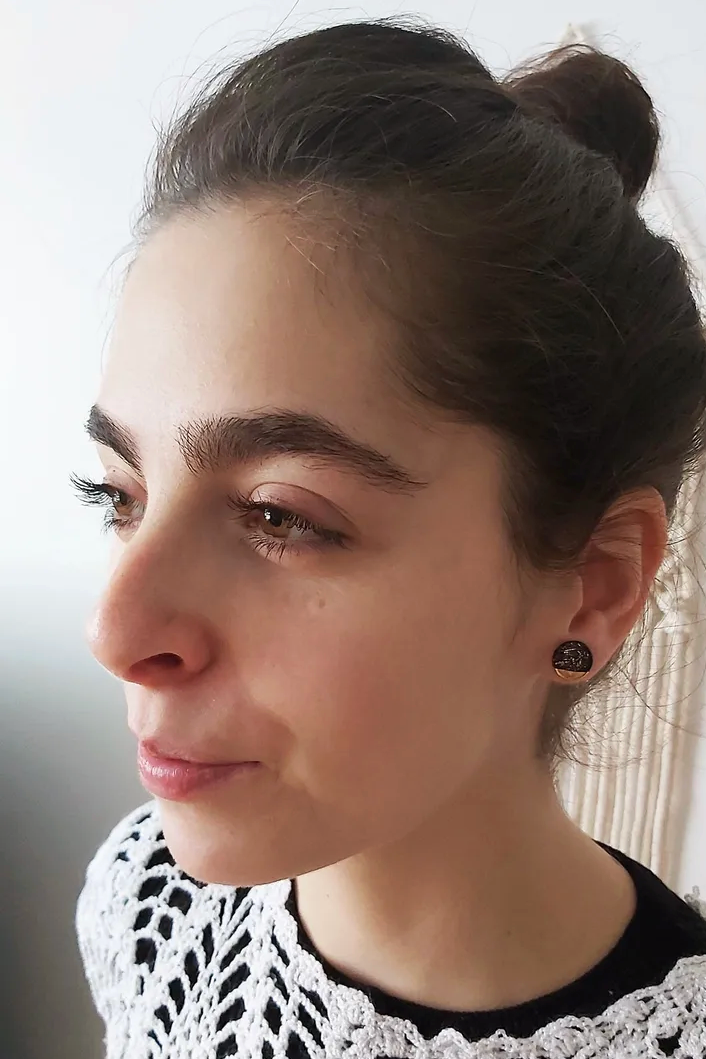 Round Abstract Ceramic Earrings