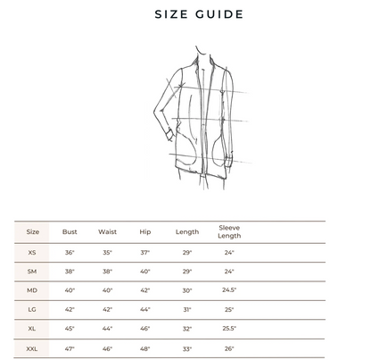 Blondie Briton Cardigan Size Chart
