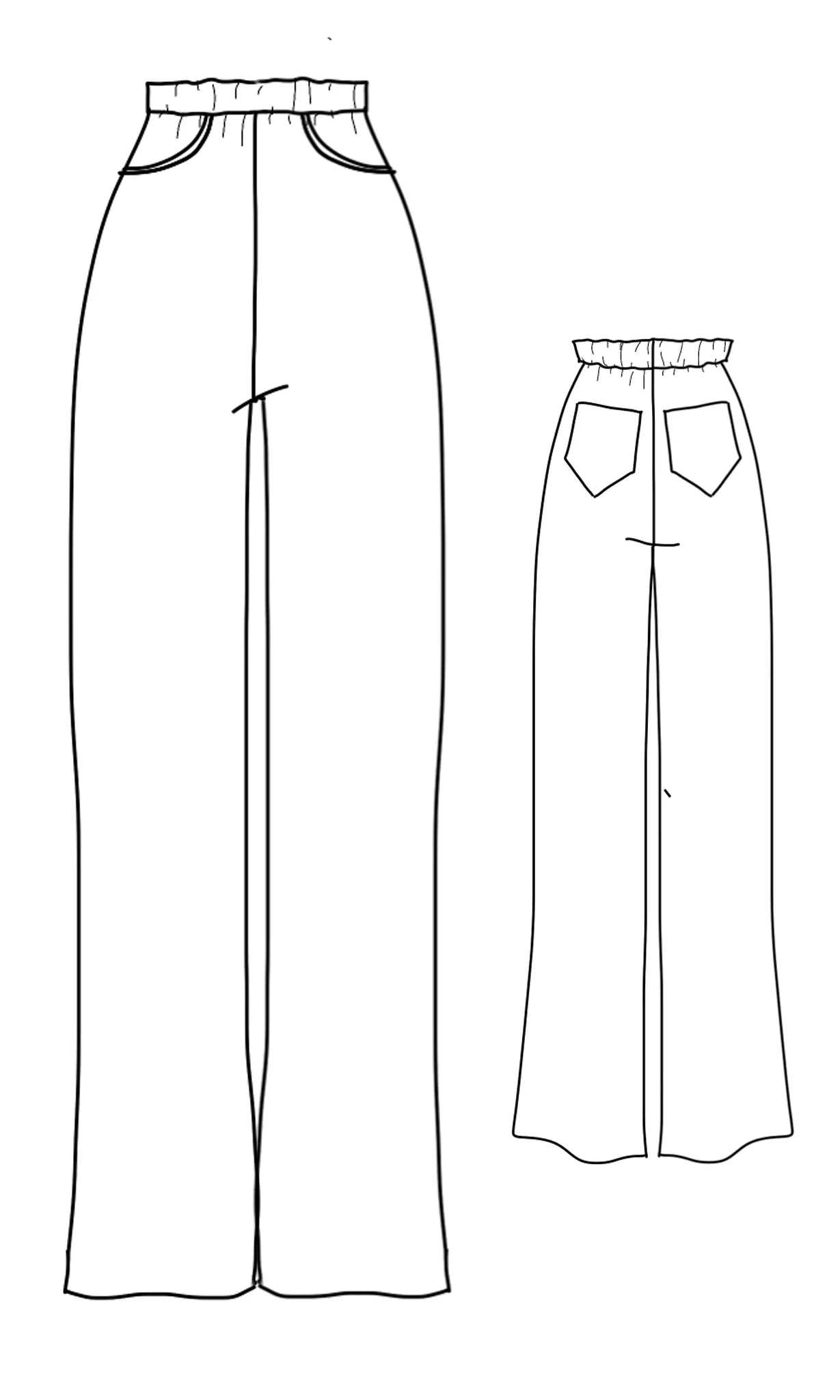 Designer sketch of the Wade Vintage Denim Pants by Mandala 