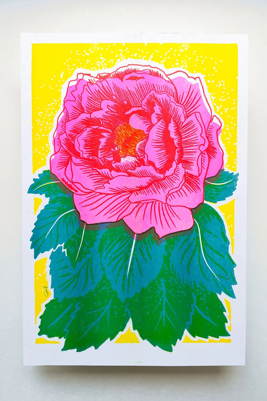 Peony Risograph Print