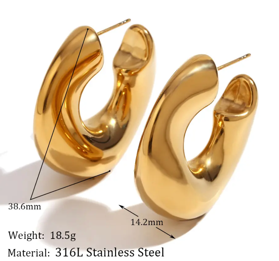 Wave Puffy Hoop | Steel Earrings
