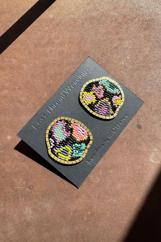 Ameoba Studs Pinks Yellow Cream - MADE TO ORDER