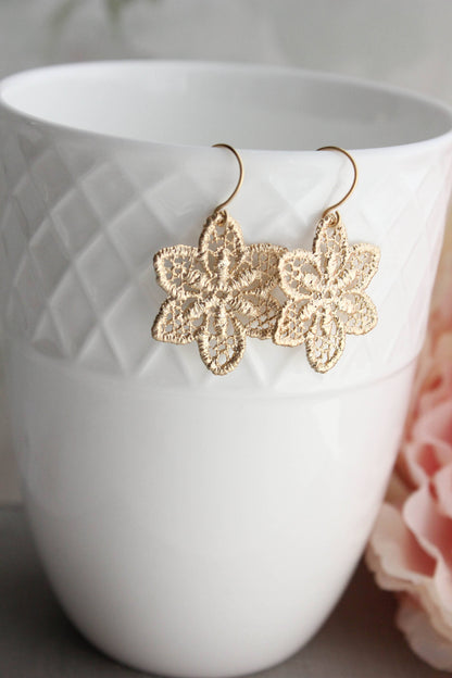 Rustic Lace Flower Filigree Earrings