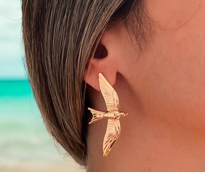 Take Flight- Swallow Bird 18K gold Earring PVD