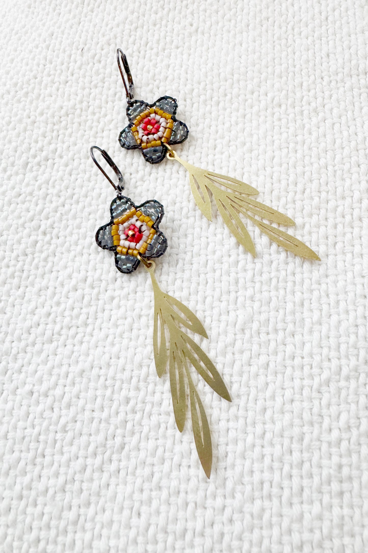Blossom Dangle Earrings - Oxidized Black Frame
