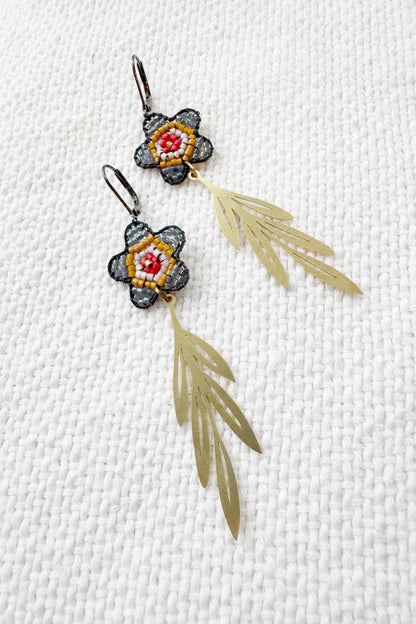 Blossom Dangle Earrings - Oxidized Black Frame