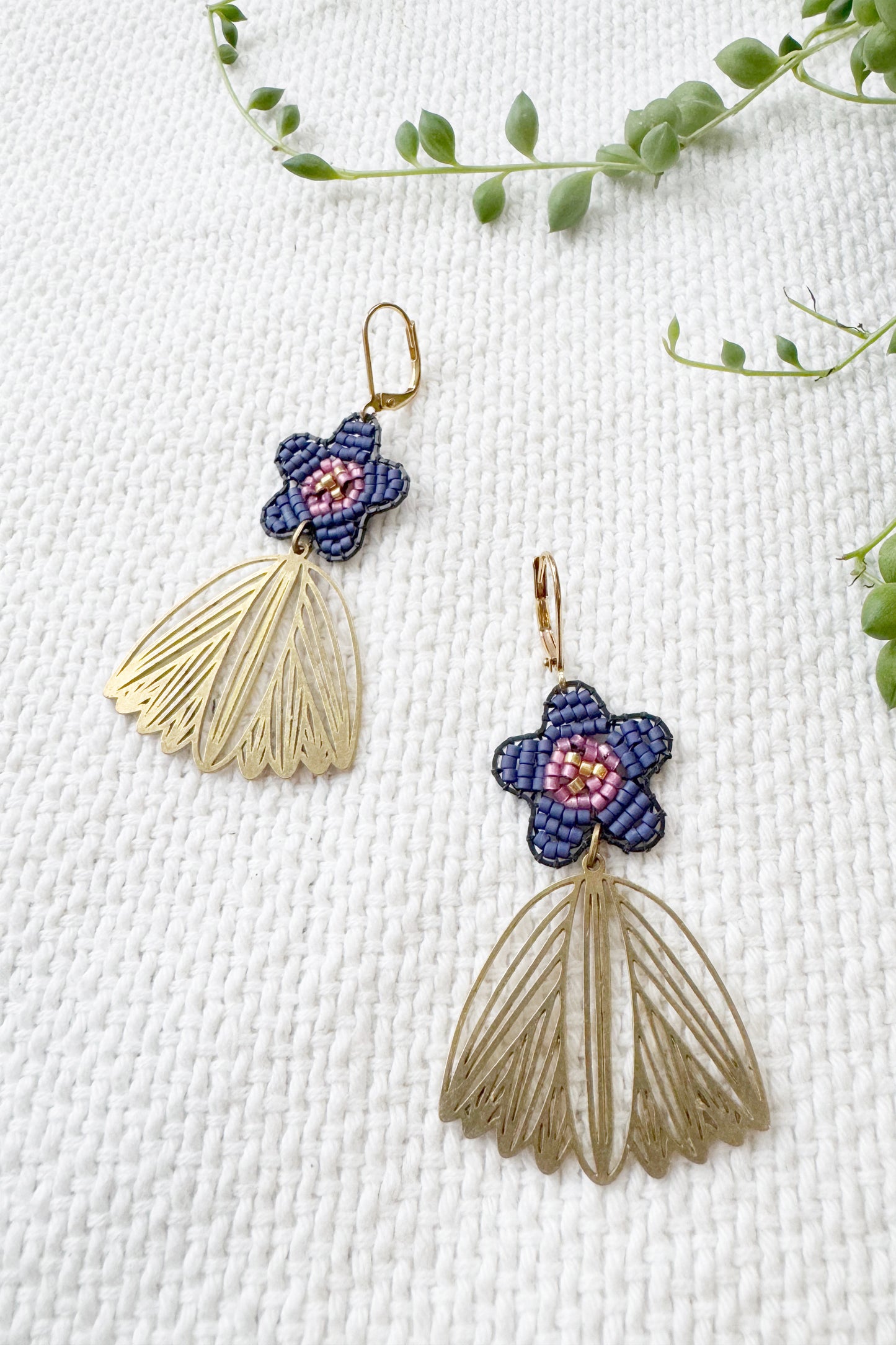 Blossom Dangle Earrings - Oxidized Black Frame