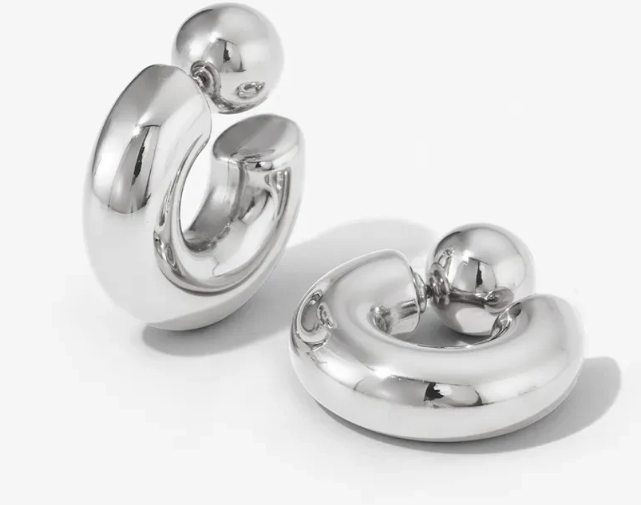Puffy Thea O Stainless Steel Hoop Earrings