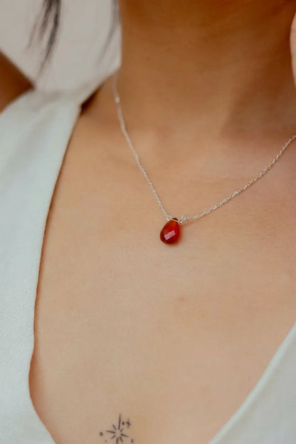 Rhea Single Stone Necklace Sterling Silver