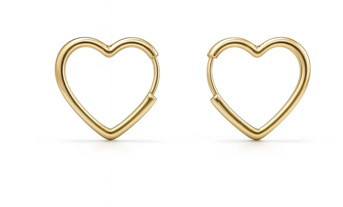 Love You Heart Hinge Hoop Earring | Titanium PVD Waterproof