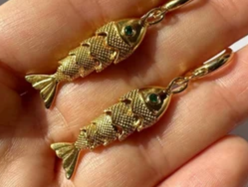 Lucky Fish Stainless Steel Hoop Earrings