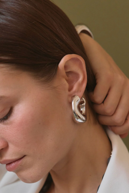 Wave Puffy Hoop | Steel Earrings