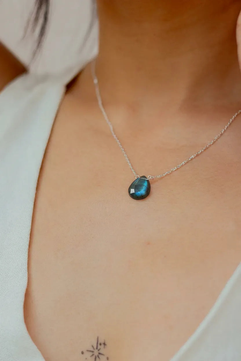 Rhea Single Stone Necklace Sterling Silver