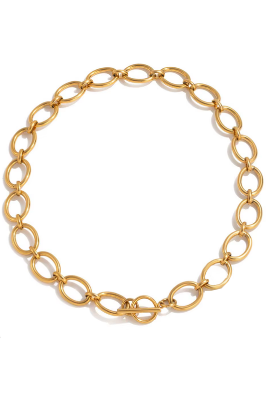 Maggie- Oval Link 18K Gold Necklace Waterproof