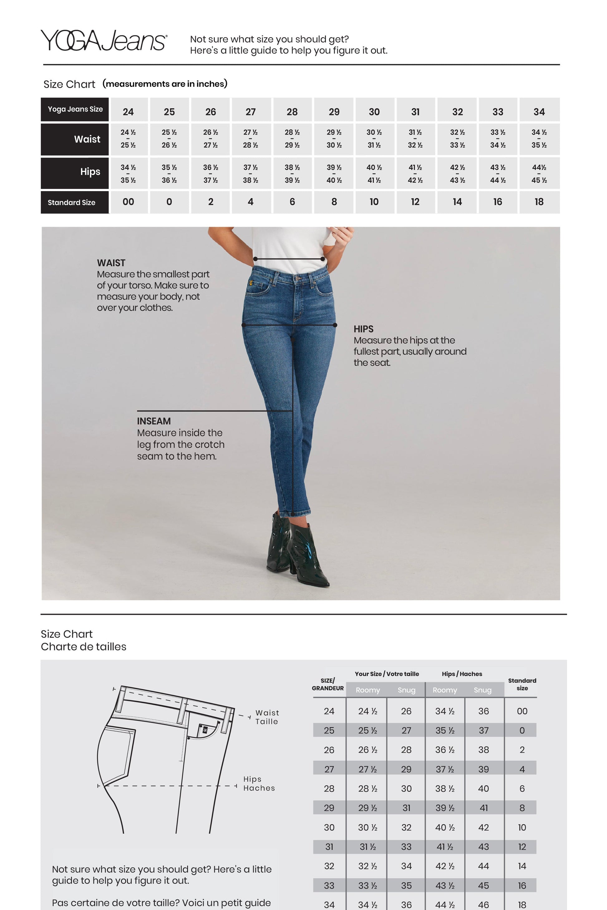 Yoga Jeans Size Chart
